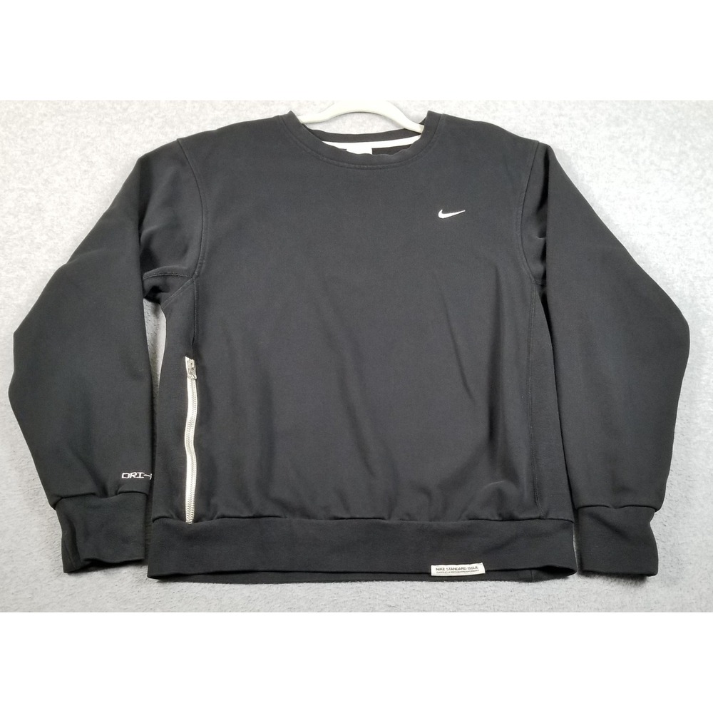 Nike Standard Issue Sweatshirt Men Small S Black Dri-Fit Pullover Zipper Pocket